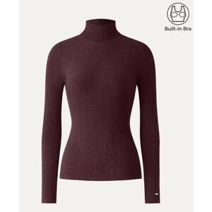 OGL Top Size M NEW MaxWarm Turtleneck Long Sleeve Brami Ruby Berry Red Maroon